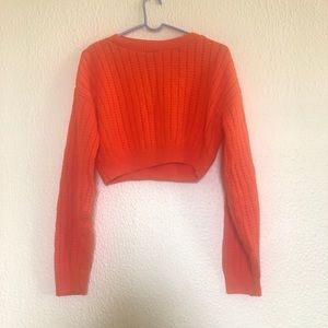PrettyLittleThing Orange Sweater Crop Top S